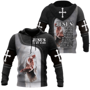 Jesus Shirt Jesus Is My King Black Leather Jesus Hand T-shirt Jesus Hoodie Christian Apparel 2025 1