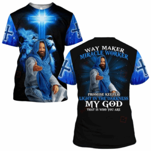 Jesus Shirt Way Maker Micracle Worker Promise Keeper Black Blue T-shirt Jesus Hoodie Christian Apparel 2025 1