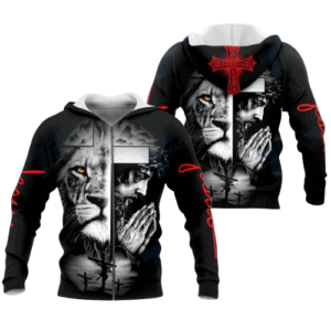 Jesus Shirt Christian Apparel Half Face Lion Half Jesus Black White Red Cross T-shirt Jesus Hoodie 2025 1