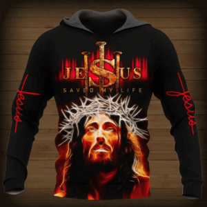 Jesus T-shirt Jesus Wearing The Crown Of Thorns Three Nails Jesus Saved My Life Red T-shirt Jesus Hoodie 2025