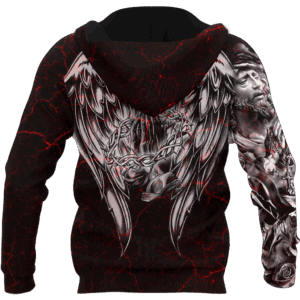 Jesus Shirt Christian Apparel Jesus Wearing Crown Of Thorns Angle Wings Red T-shirt Jesus Hoodie 2025 1
