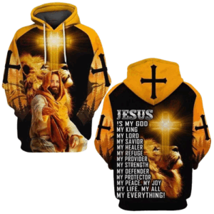 Jesus Shirt Christian Apparel Jesus Is My God My King My Lord Jesus Lion 3d Yellow T-shirt Jesus Hoodie 2025
