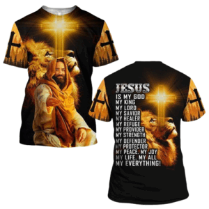 Jesus Shirt Christian Apparel Jesus Is My God My King My Lord Jesus Lion 3d Yellow T-shirt Jesus Hoodie 2025 1