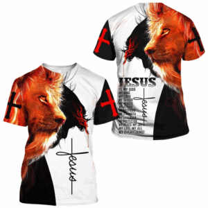 Jesus Shirt Jesus Is My God My Life My All My Everything Orange Lion T-shirt Jesus Hoodie Christian Apparel 2025 1