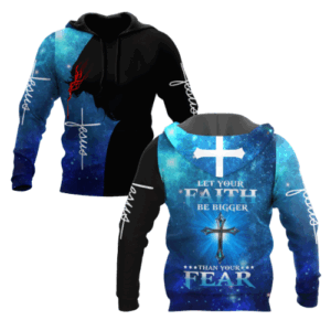 Jesus Shirt Let Your Faith Be Bigger Than Your Fear Blue T-shirt Jesus Hoodie Christian Apparel 2025 3