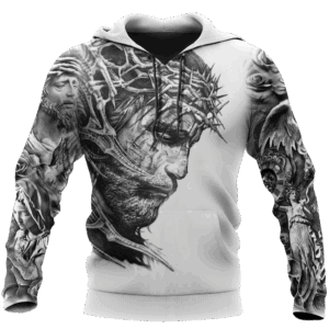 Jesus Shirt Jesus Tattoo Angle Wings 3d Grey White T-shirt Jesus Hoodie Christian Apparel 2025 1