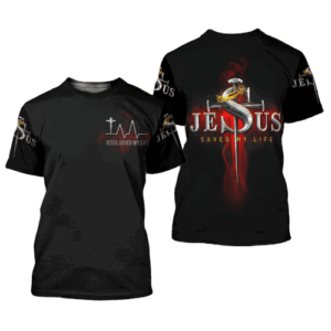 Jesus Shirt Christian Apparel Jesus Saved My Life Cross Red Black T-shirt Jesus Hoodie 2025 3