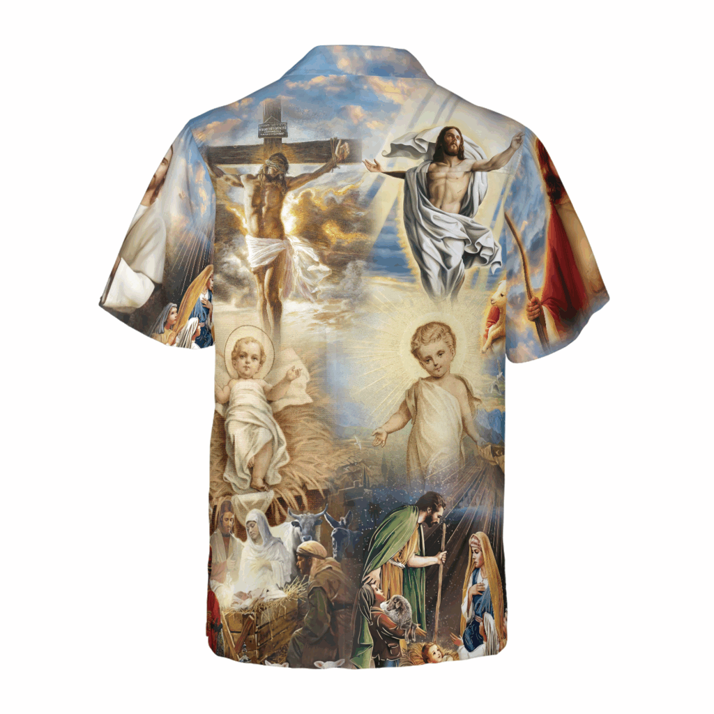 Hawaiian Shirt featuring The Life of Jesus – Vibrant and Unique Design Hawaiian Shirt featuring The Life of Jesus – Vibrant and Unique Design