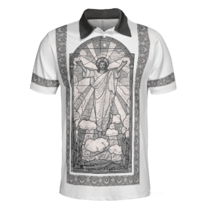 Jesus's Resurrection Egyptian Polo Shirt, Black And White Jesus Polo Shirt, Best Christian Shirt For Men 1
