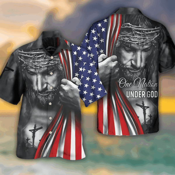 Jesus America Hawaiian Shirt Hoodifize: One Nation Under God Design