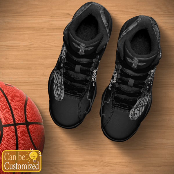 Jesus Faith Over Fear Black Pattern custom name Air Jordan 13 Shoes – Gift for Men Women