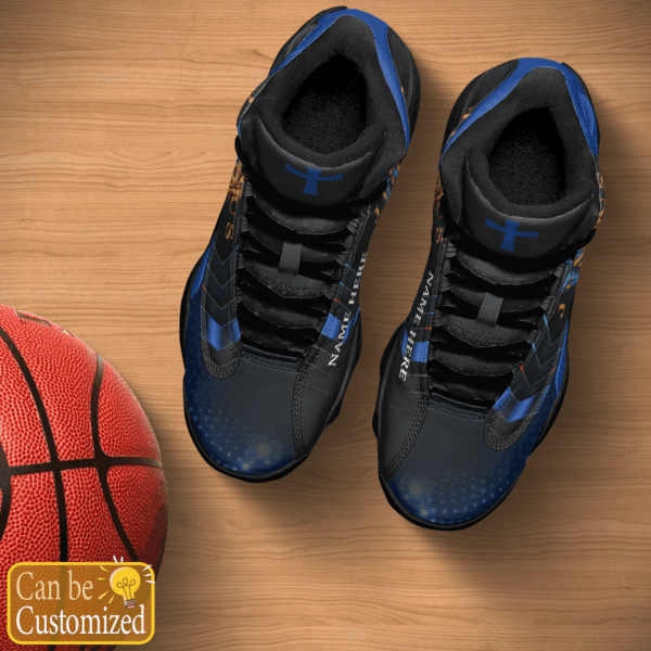 Black and Blue Cross Jesus custom name Air Jordan 13 Shoes Gift for Men Women