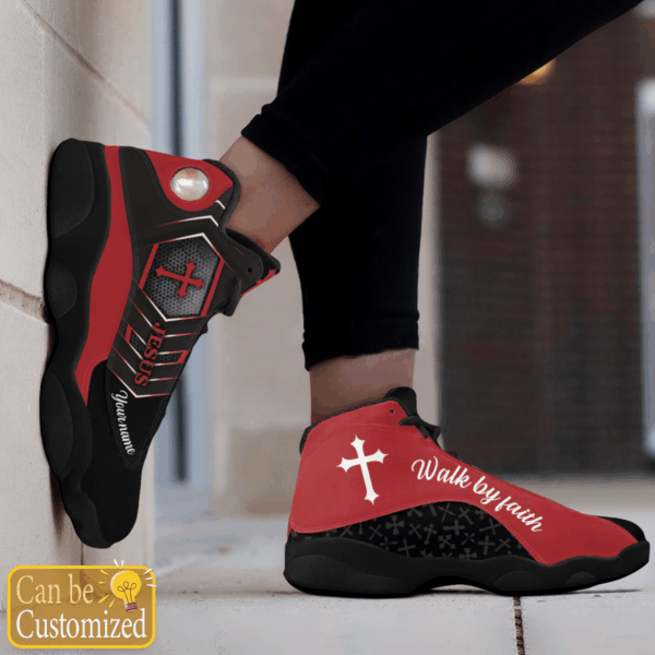 Jesus Walk by Faith Cool Black custom name Air Jordan 13 Shoes – Gift for Men Women