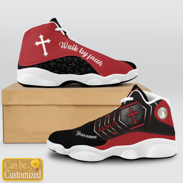 Jesus Walk by Faith Cool Black custom name Air Jordan 13 Shoes – Gift for Men Women