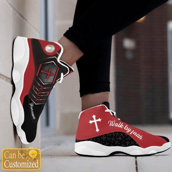 Jesus Walk by Faith Cool Black custom name Air Jordan 13 Shoes – Gift for Men Women
