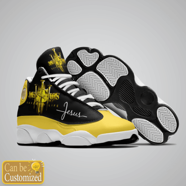 Jesus Saved My Life custom name Air Jordan 13 Shoes Yellow – Gift for Men Women