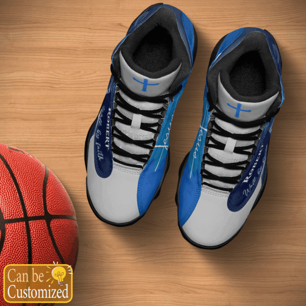 Jesus Lion Blue Walk by Faith custom name Air Jordan 13 Shoes – Gift for Men Women