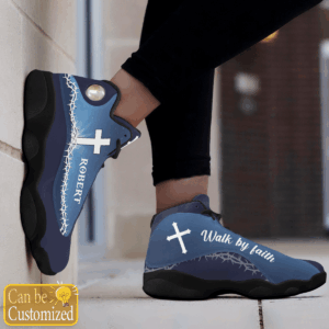 Jesus Walk by faith Hemstitch custom name Air Jordan 13 Shoes - Gift for Men Women 3