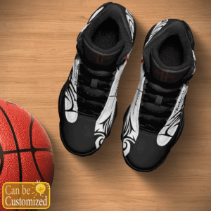 Jesus Pattern custom name Air Jordan 13 Shoes Black and White - Gift for Men Women 5