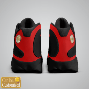 Jesus Basic Walk by Faith custom name Air Jordan 13 Shoes Black and Red - Gift for Men Women 5