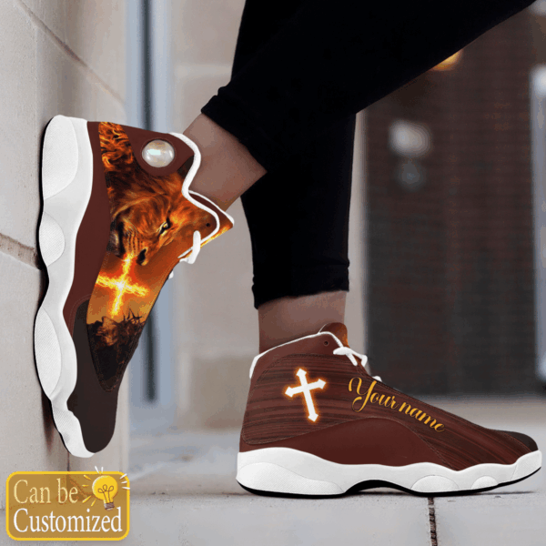 Jesus Lion and Fire custom name Air Jordan 13 Shoes – Gift for Men Women