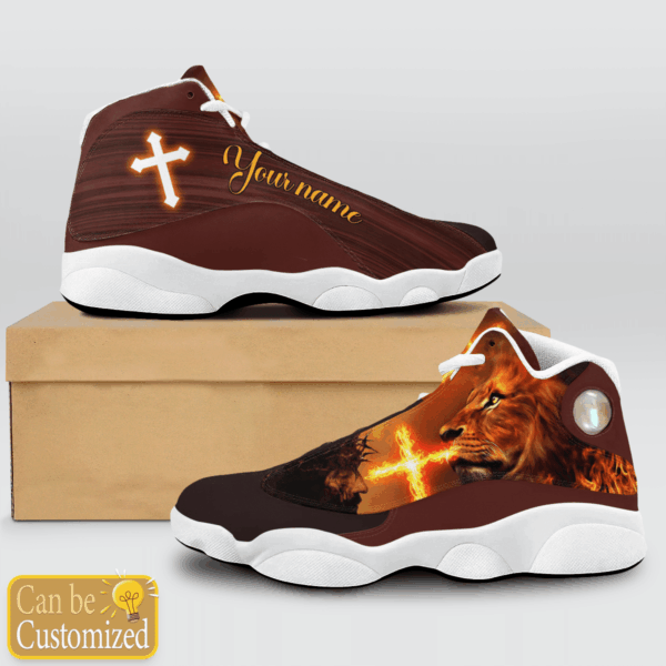 Jesus Lion and Fire custom name Air Jordan 13 Shoes – Gift for Men Women