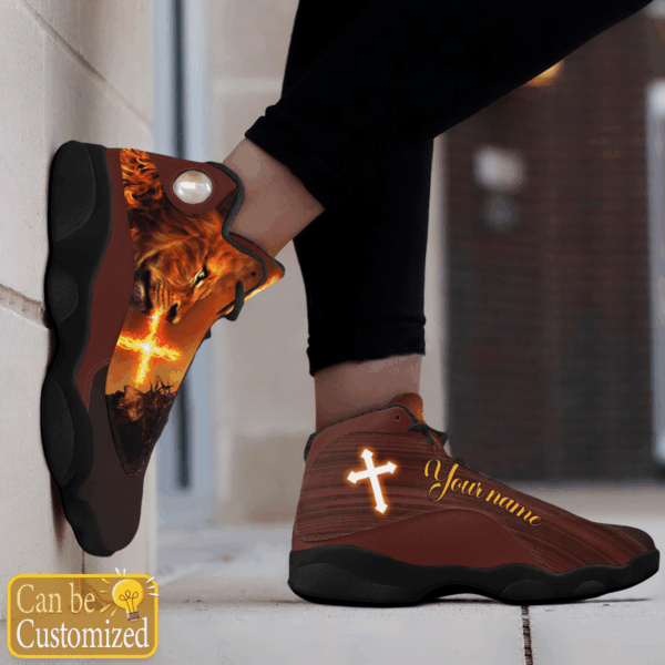 Jesus Lion and Fire custom name Air Jordan 13 Shoes – Gift for Men Women