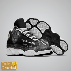 Jesus Black Lion Walk by Faith custom name Air Jordan 13 Shoes - Gift for Men Women 1