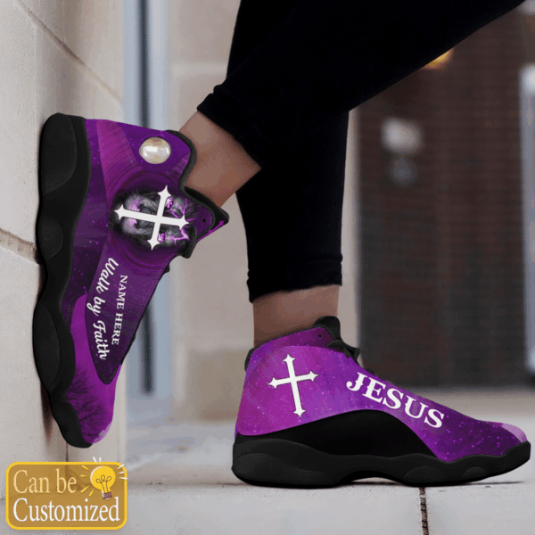 Purple Walk By Faith Lion Jesus custom name Air Jordan 13 Shoes Gift for Men Women