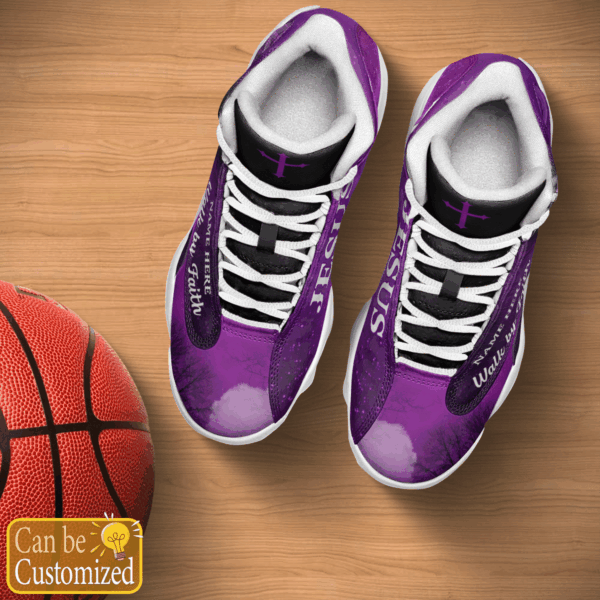 Purple Walk By Faith Lion Jesus custom name Air Jordan 13 Shoes Gift for Men Women