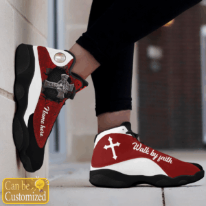 Jesus Walk by Faith custom name Air Jordan 13 Shoes Red - Gift for Men Women 5