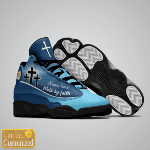 Blue Cross Walk By Faith Jesus custom name Air Jordan 13 Shoes Gift for Men Women 5