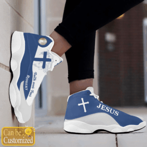 Jesus Faith over Fear Light Blue custom name Air Jordan 13 Shoes - Gift for Men Women 3