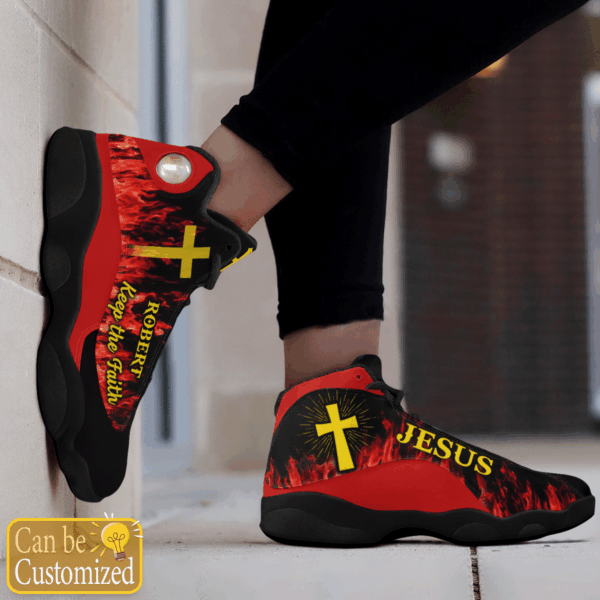 Jesus Keep the Faith Fire custom name Air Jordan 13 Shoes – Gift for Men Women