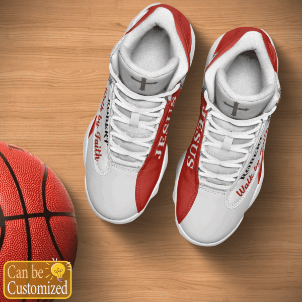 Jesus Blood Walk by Faith Red custom name Air Jordan 13 Shoes – Gift for Men Women