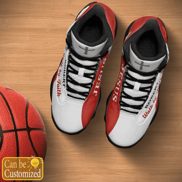 Jesus Blood Walk by Faith Red custom name Air Jordan 13 Shoes – Gift for Men Women