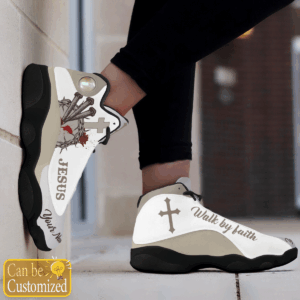 Jesus Walk by faith custom name Air Jordan 13 Shoes - Gift for Men Women 5