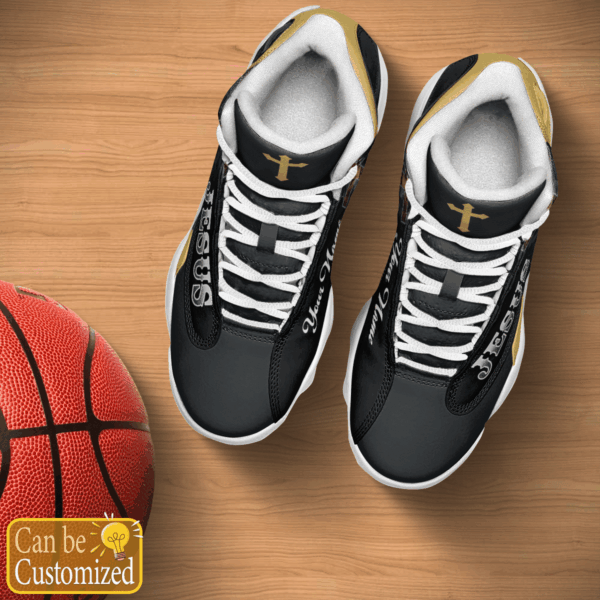 Black and Yellow Lion Jesus Custom name Air Jordan 13 Shoes – Gift for Men Women
