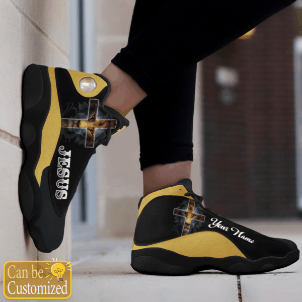 Black and Yellow Lion Jesus Custom name Air Jordan 13 Shoes – Gift for Men Women