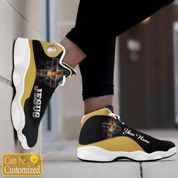 Black and Yellow Lion Jesus Custom name Air Jordan 13 Shoes – Gift for Men Women