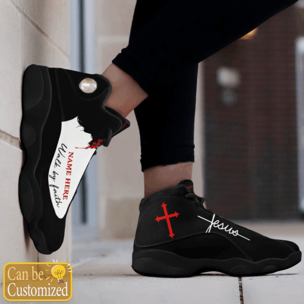 Jesus Walk By Faith Black and White custom name Air Jordan 13 Shoes Gift for Men Women