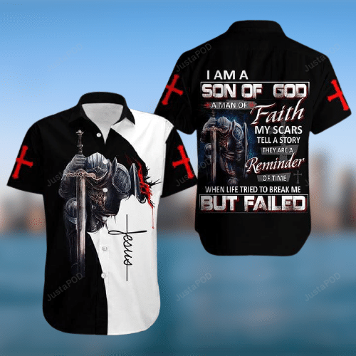 Faithful Son of God Hawaiian Shirt with Jesus Cross Design Faithful Son of God Hawaiian Shirt with Jesus Cross Design