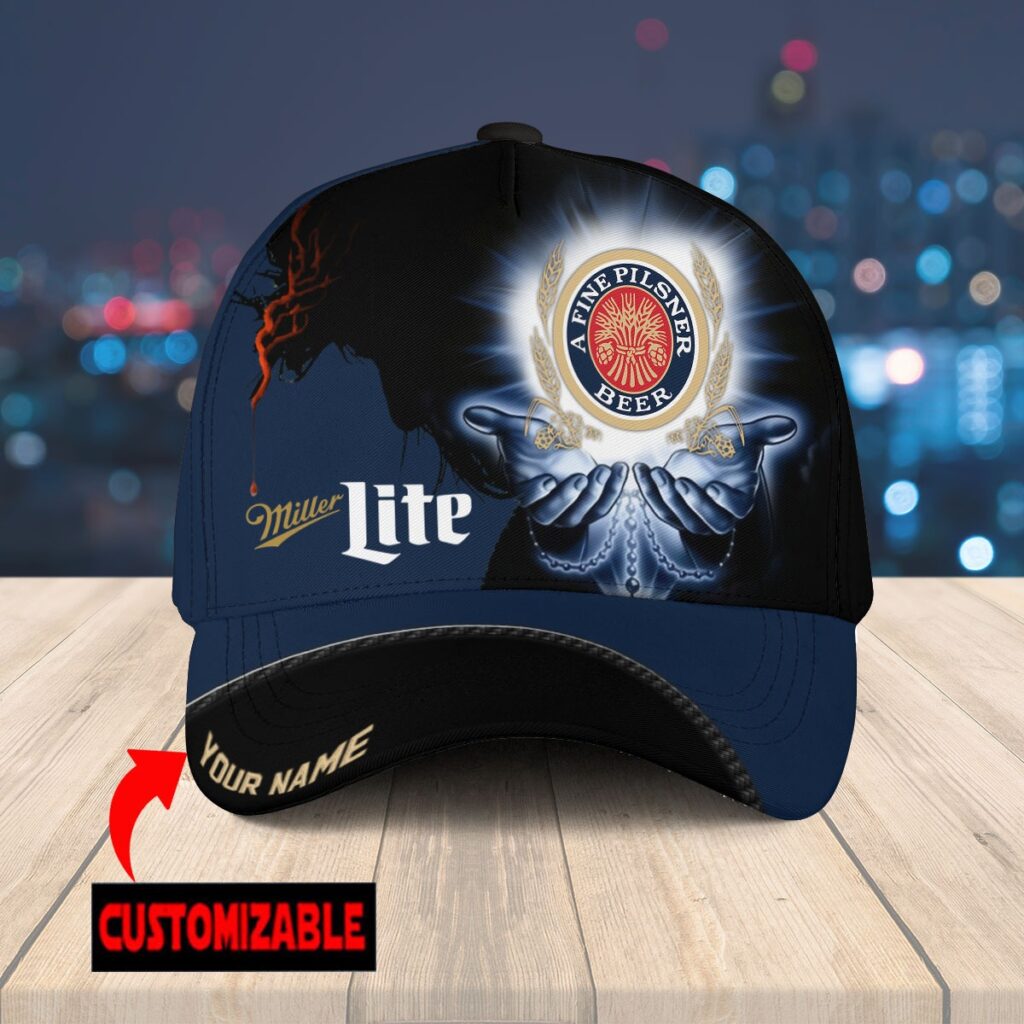 Miller Lite Jesus Custom Name Baseball Cap – Gift 2025 for Men Women Miller Lite Jesus Custom Name Baseball Cap – Gift 2025 for Men Women