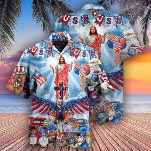 Jesus America Patriotism Hawaiian Shirt - Christian Men & Women s Aloha Shirts
