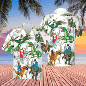 Jesus Ride A Dinosaur Hawaiian Shirt Men & Women s Tropical Top