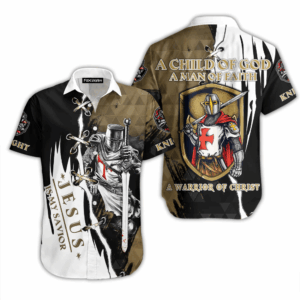 Knight Christian Hawaiian Shirt for Men & Women - Child of God Man of Faith Savior Jesus Warrior of Christ WT9167