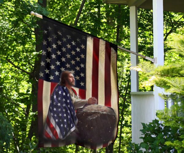 Jesus Flag American Flag Patriotic Christian Home Decor Indoor Outdoor Hanging