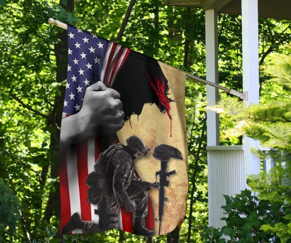 Jesus Christ And American Veterans Flag