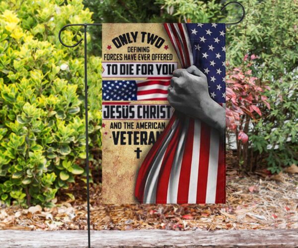 Jesus Christ And American Veterans Flag
