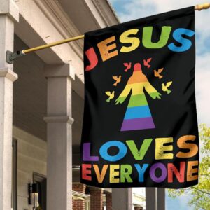 Jesus Loves Everyone LGBT Pride Flag Christian LGBT Easter Decor For Room Pride Gift